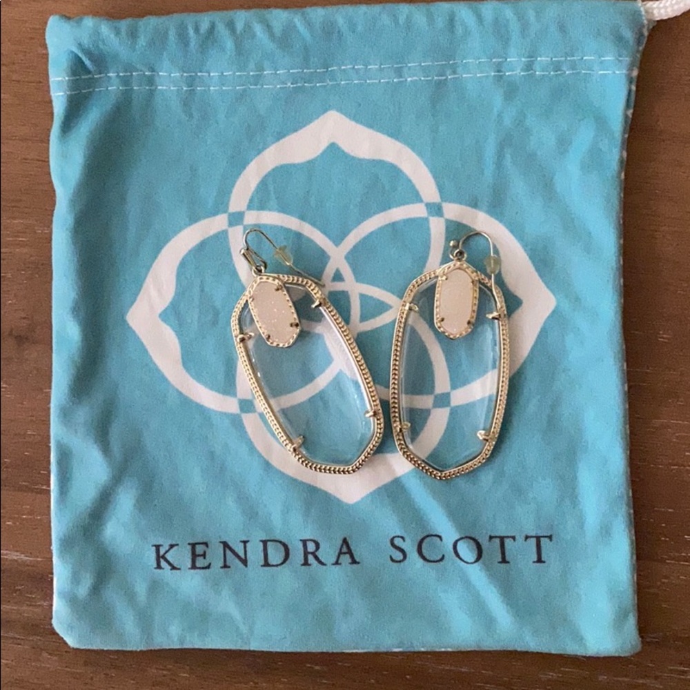 Kendra Scott earrings clear stone & white drusy